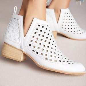 Jeffrey Campbell white leather ankle boots